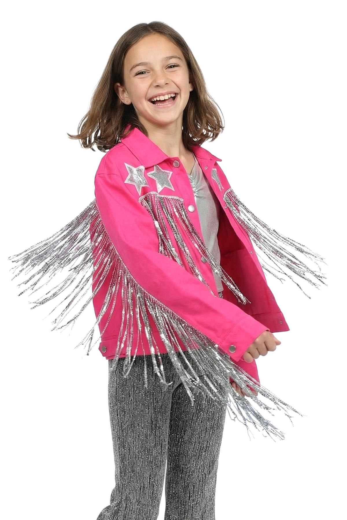 Western franje jasje sterren neon-pink