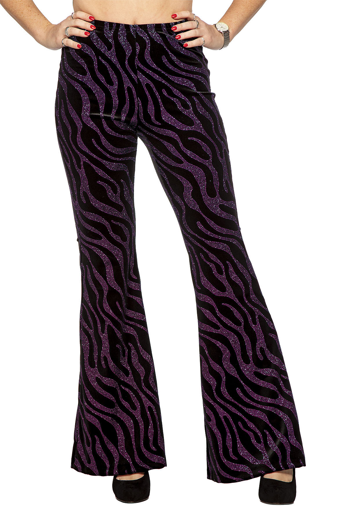 Party glitter broek velvet waves neon pink