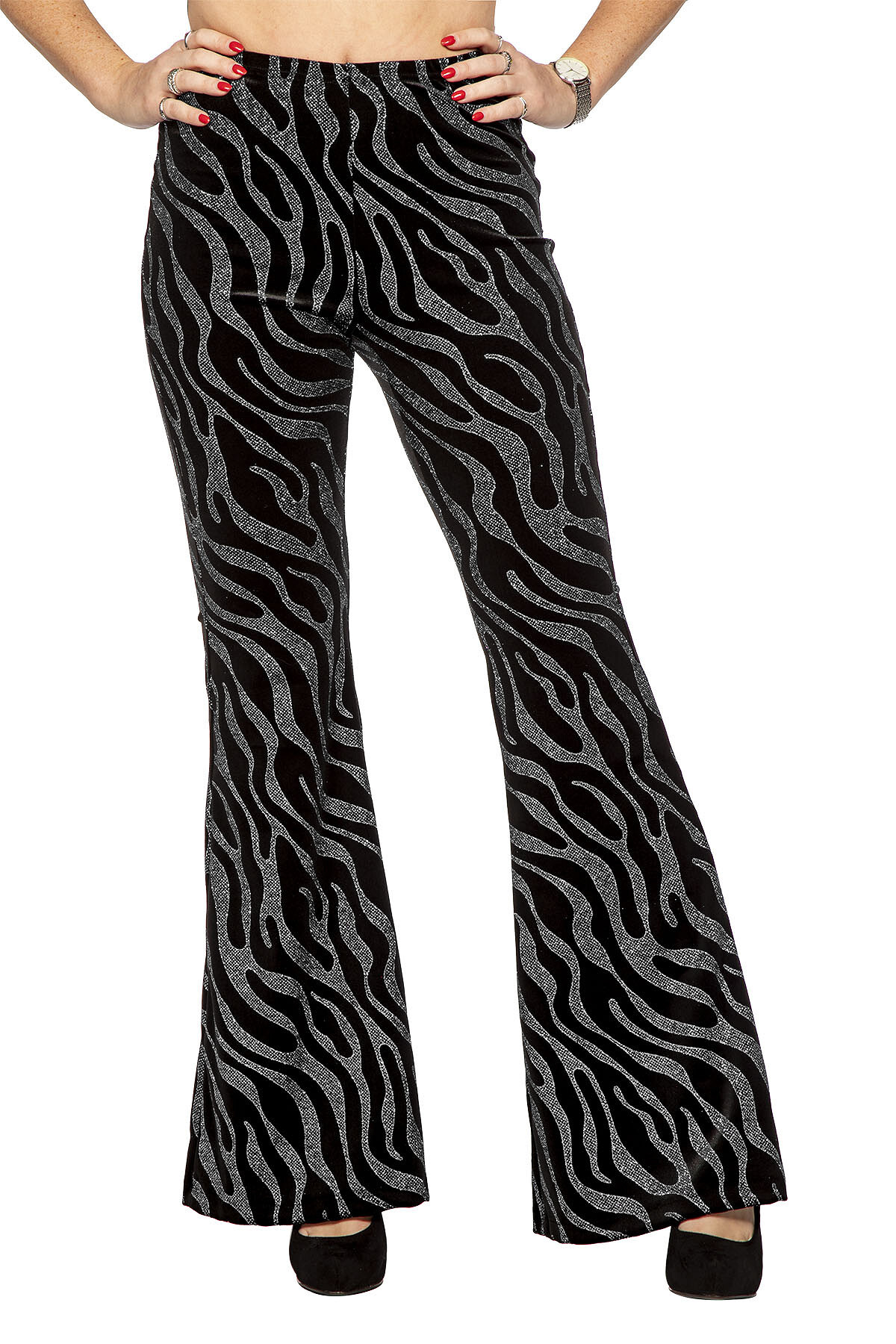 Party glitter broek velvet waves zilver