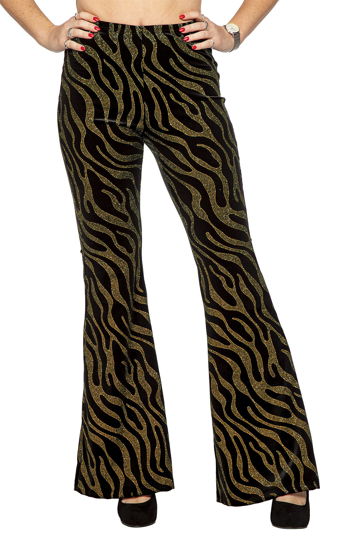 Party glitter broek velvet waves goud