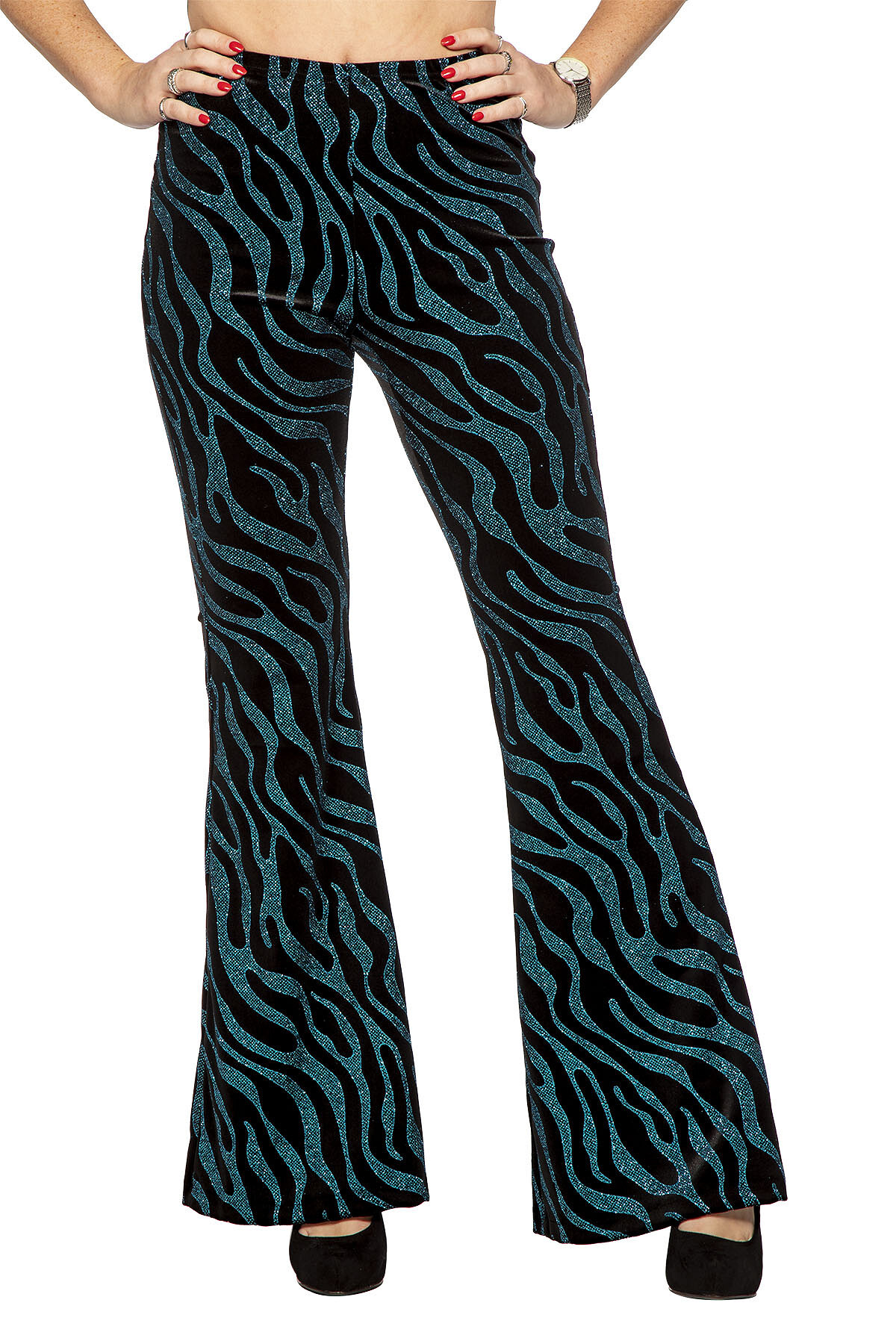 Party glitter broek velvet waves aqua