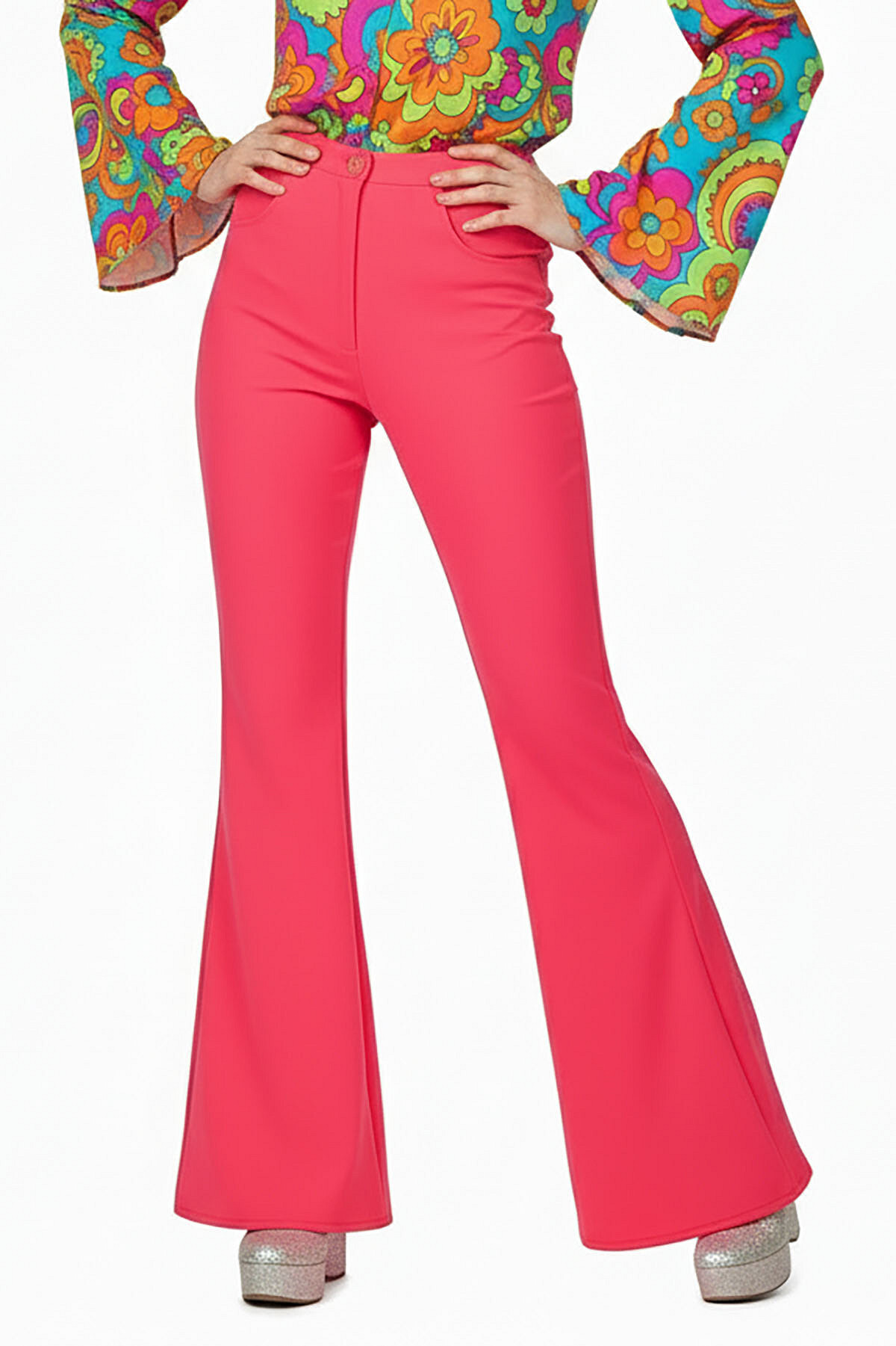 Flared broek neon-pink