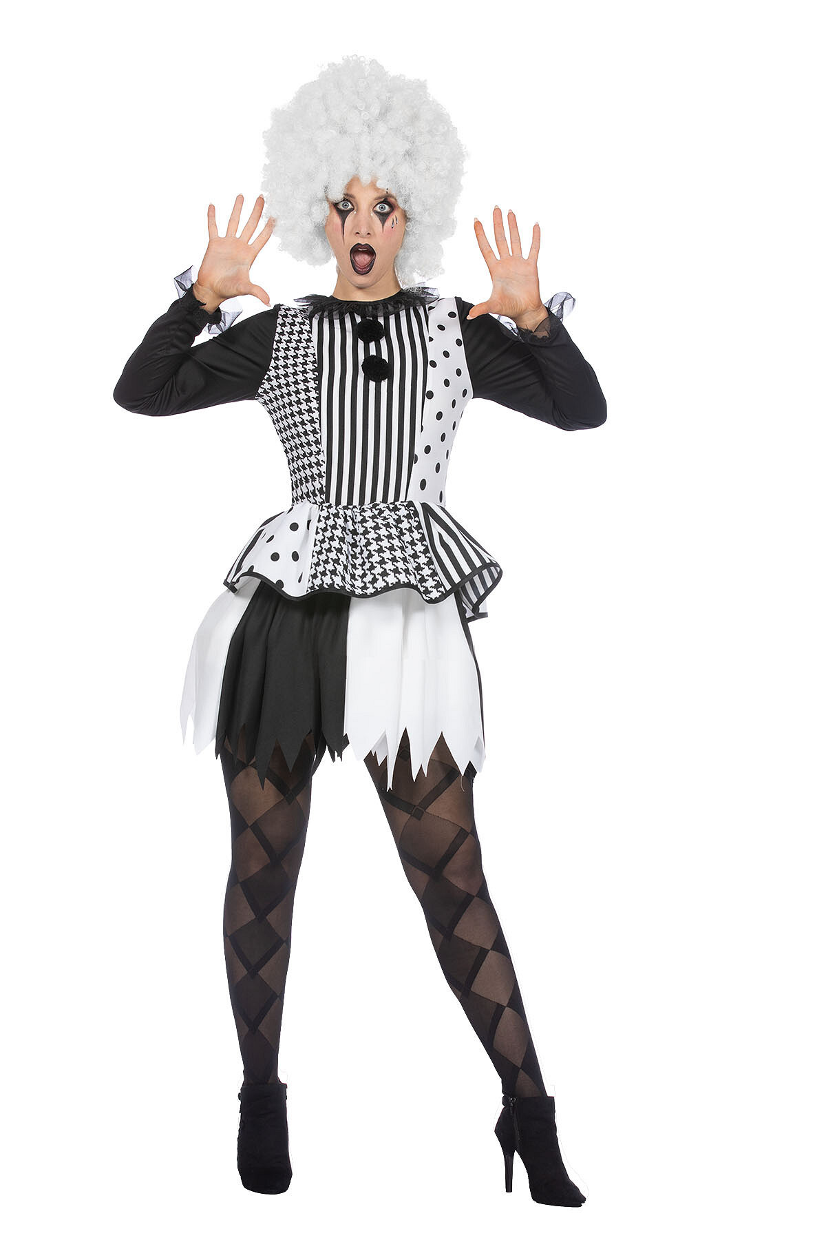 Pierrot jurkje zwart-wit