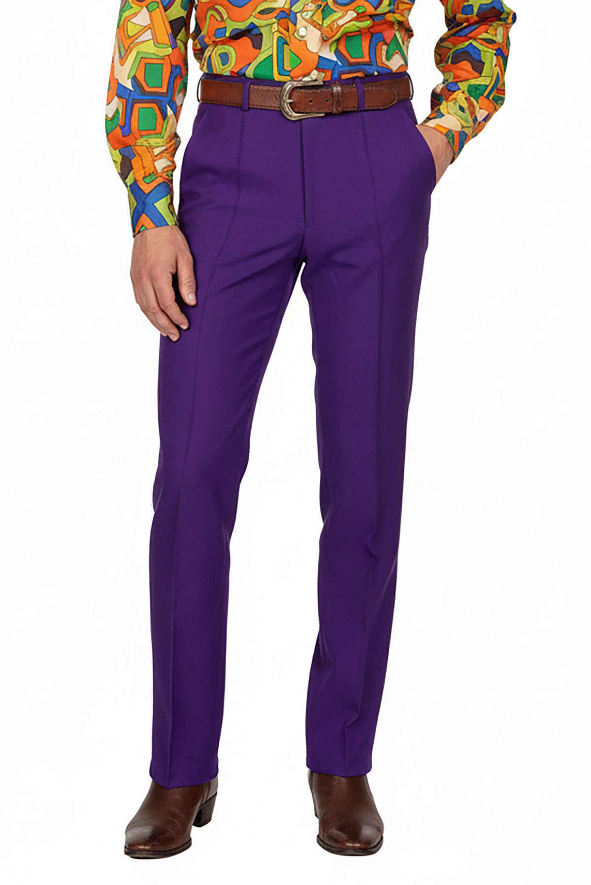 Heren pantalon met zakken paars
