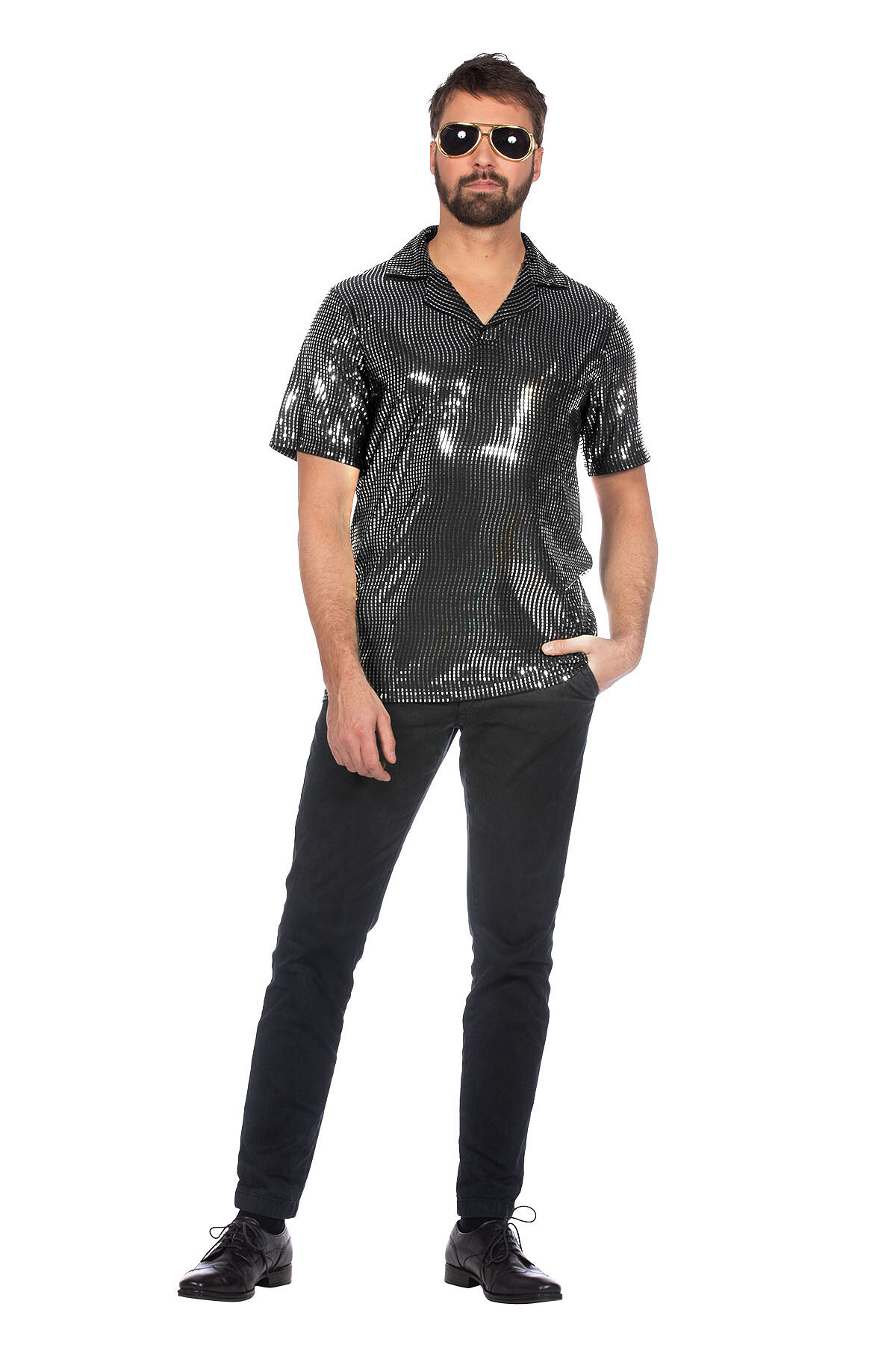 Poloshirt metallic disco zilver