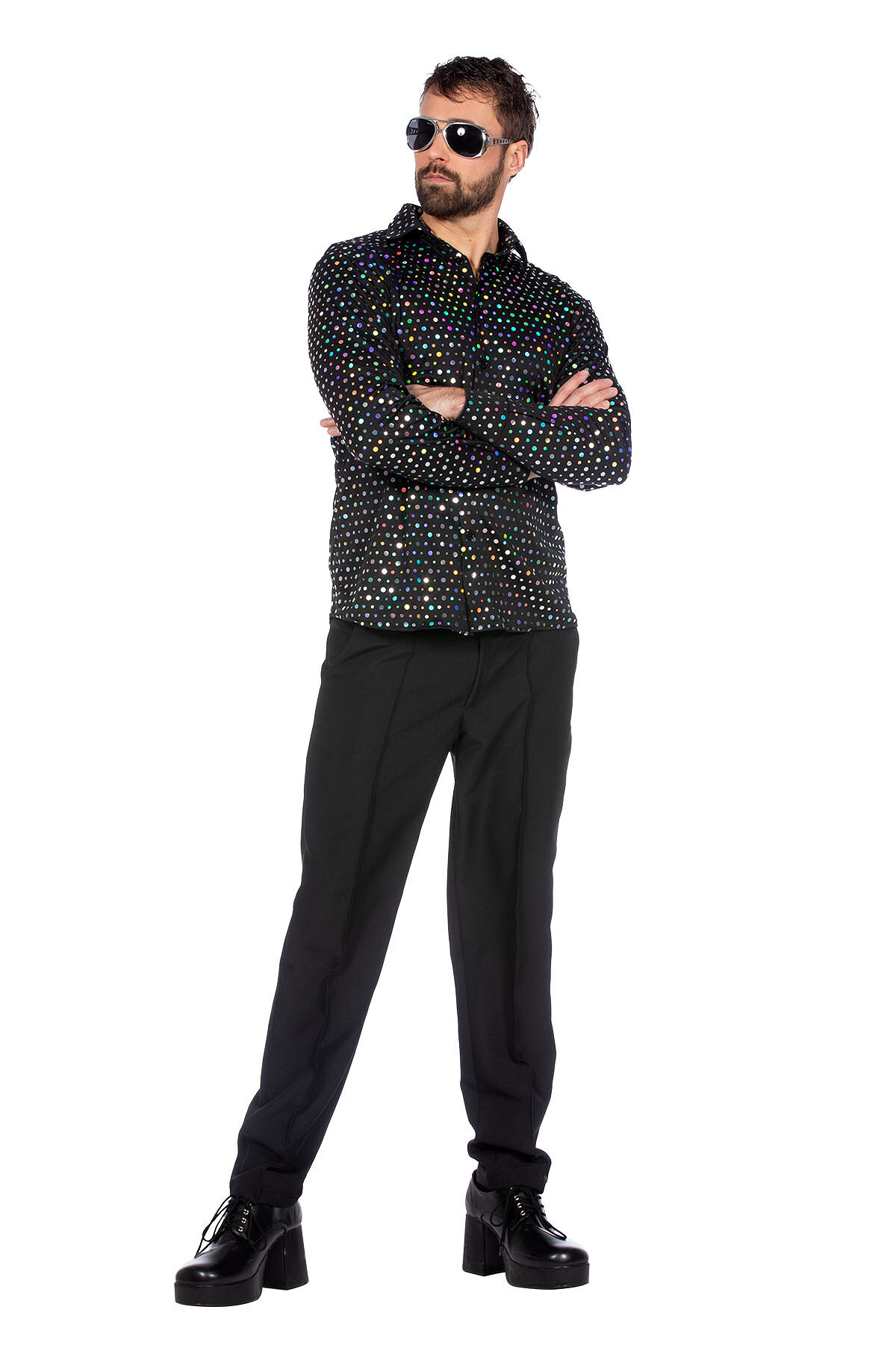 Party blouse disco zwart
