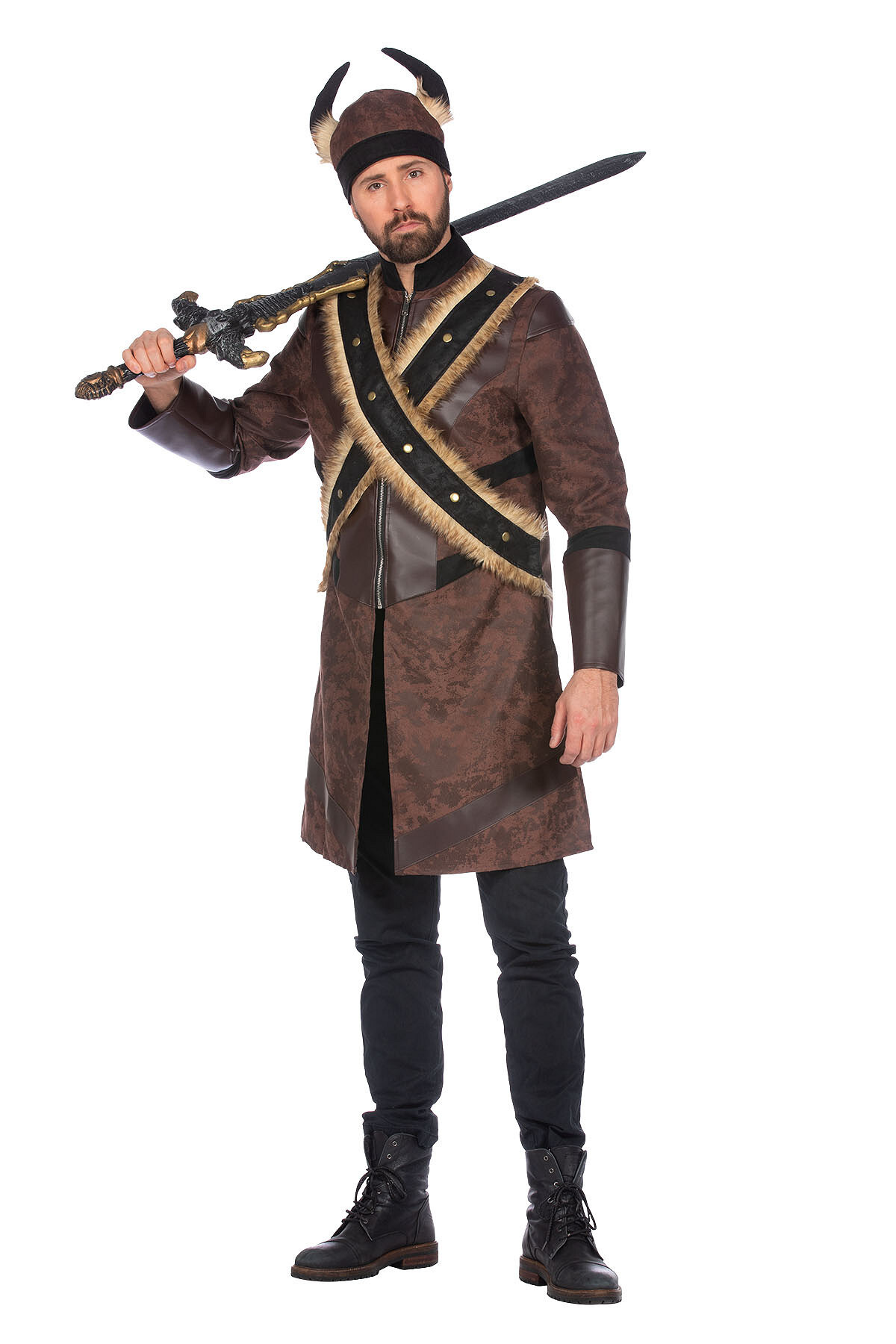 Viking jas bruin met helm