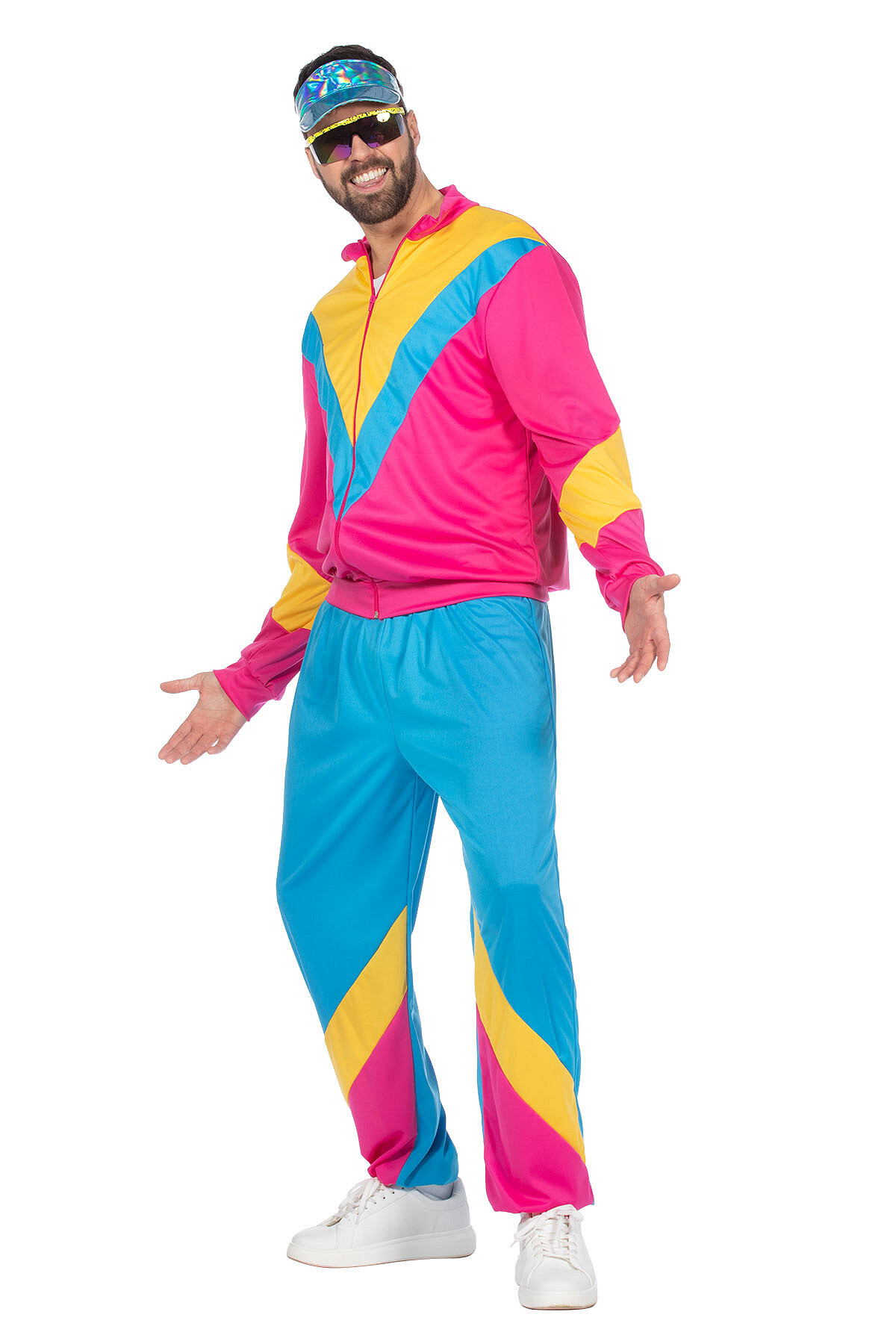 80's trainingspak roze/blauw unisex