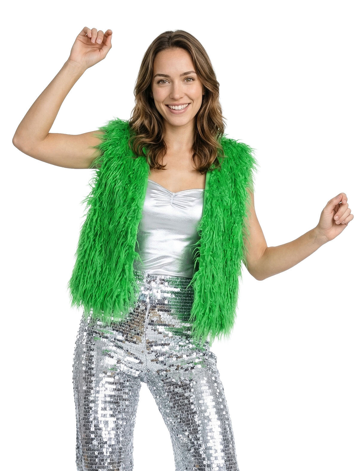 Mouwloos vest bont neon groen