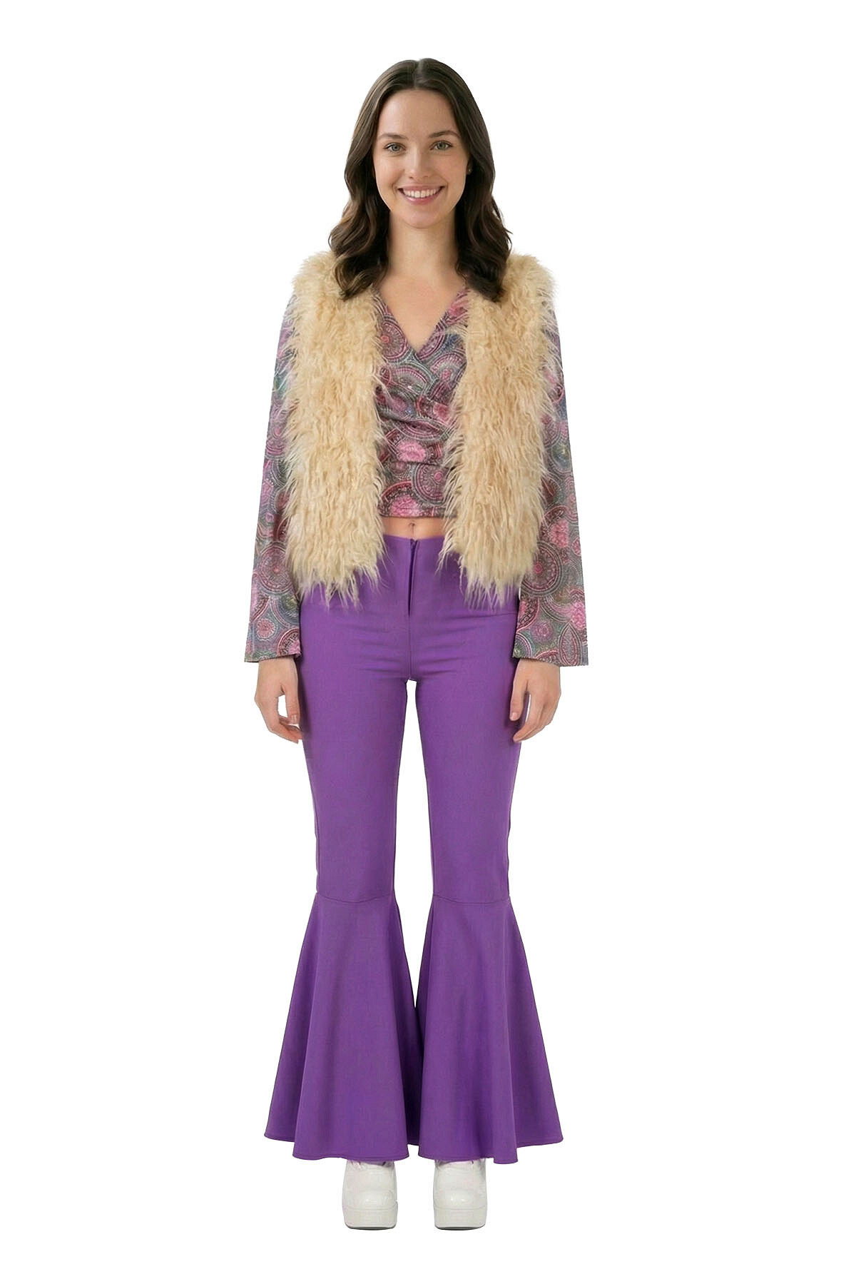 Mouwloos vest bont beige