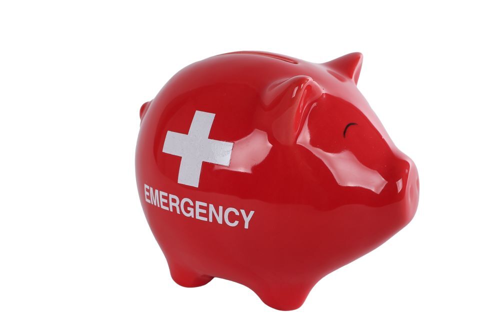 Spaarpot Pig Emergency rood aardew 11,3x9x9cm