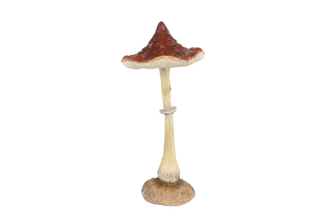 Sculptuur "Mushroom" bruin polystone 11x11x23cm