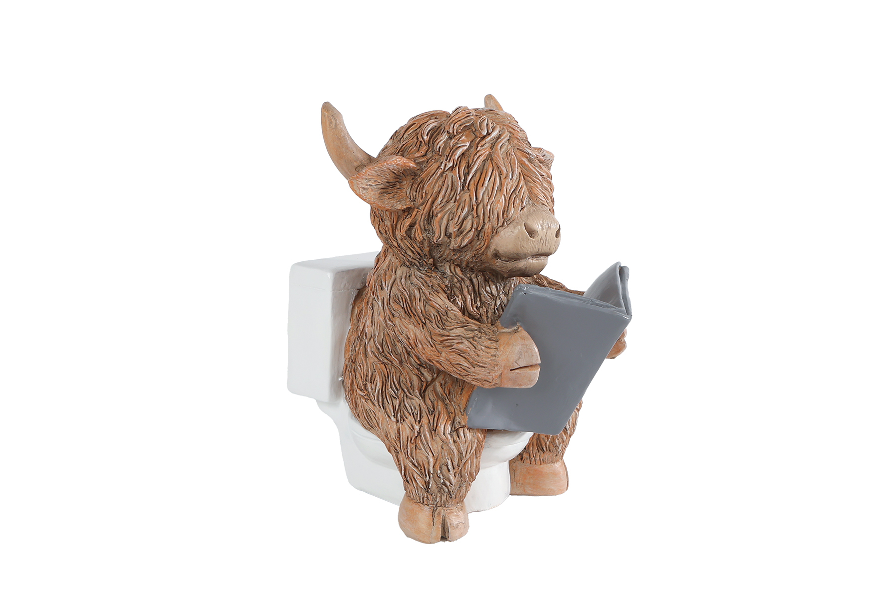 Sculptuur "Highlander toilet" bruin polystone 10x6x11cm