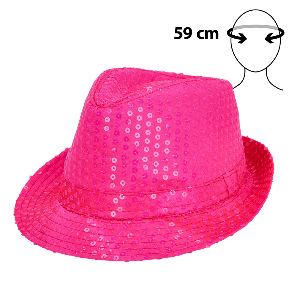 Hoed Popstar sequins neonroze
