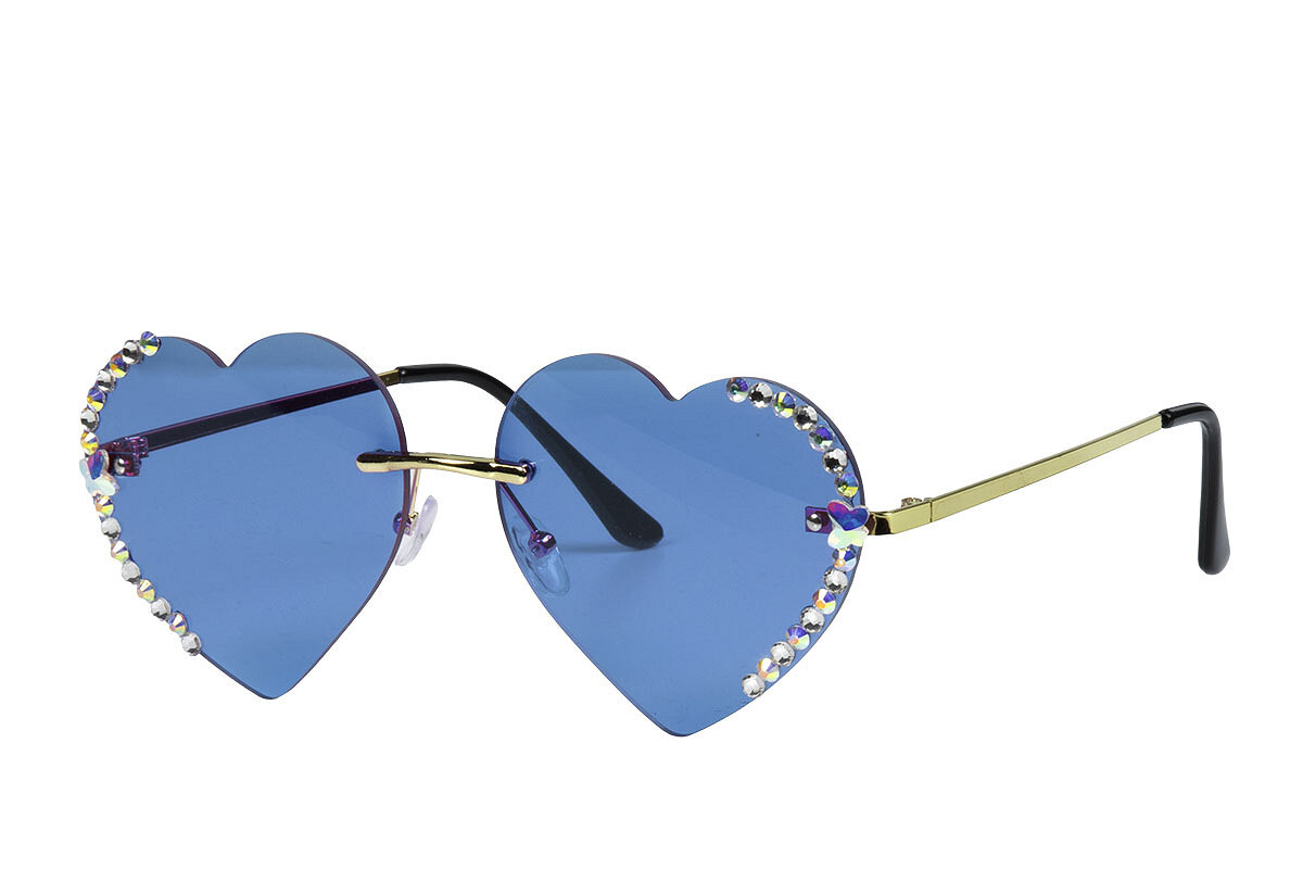 Bril hartjes blauw