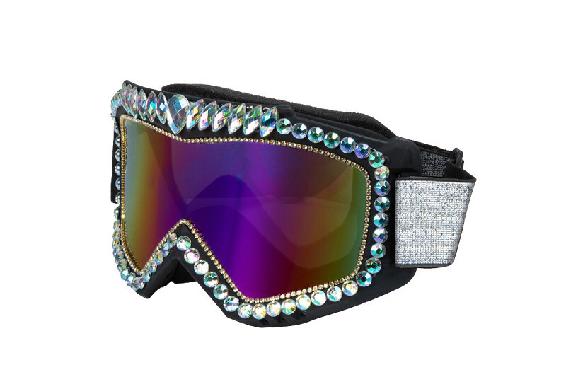 Skibril met steentjes zilver