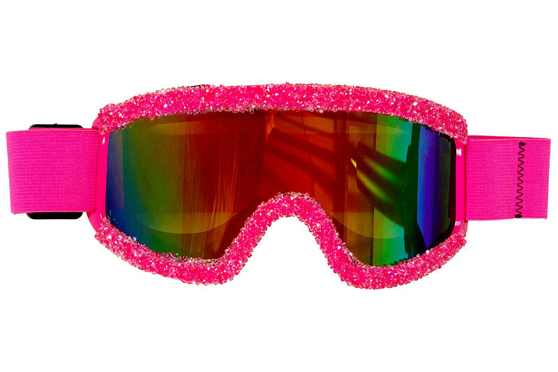 Skibril neon pink met steentjes