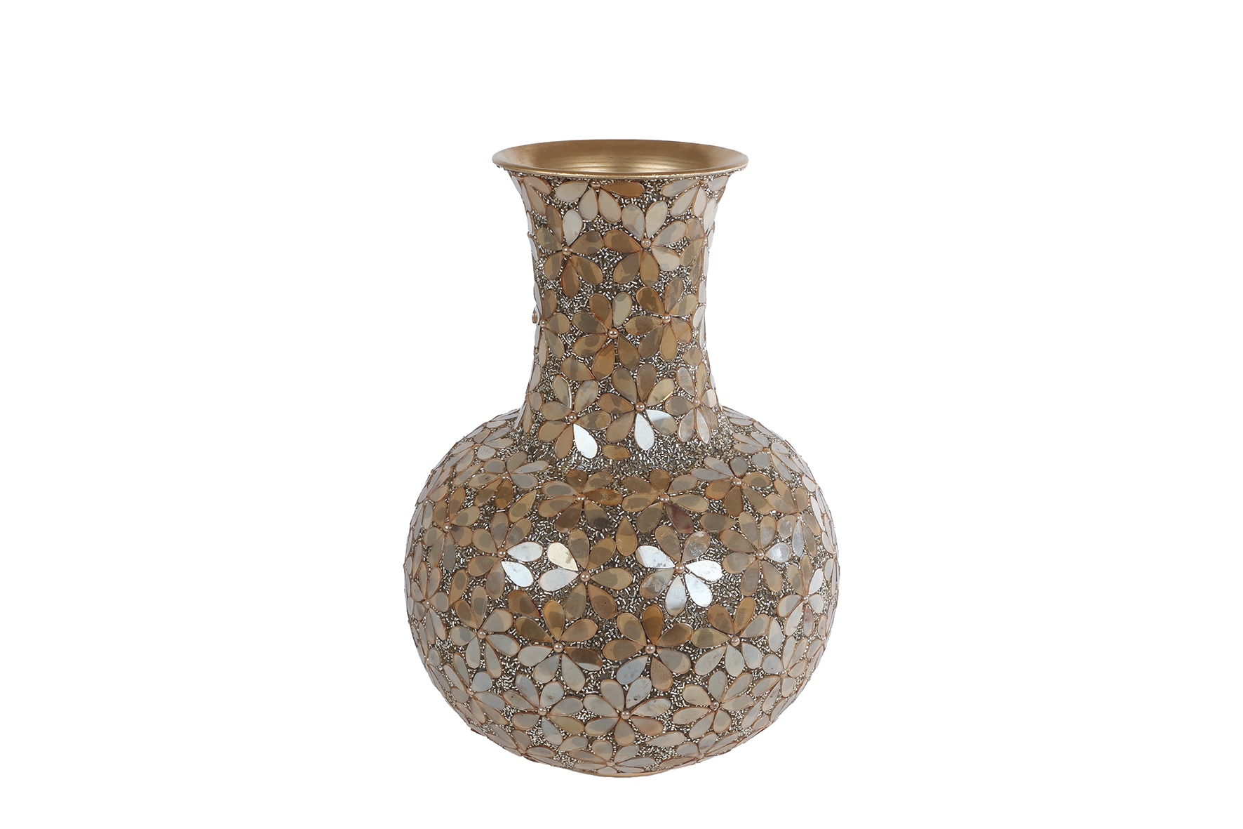 Vaas Nea goud mozaiek metaal 26x26x36cm