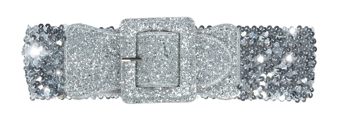 Riem elastiek pailletten zilver