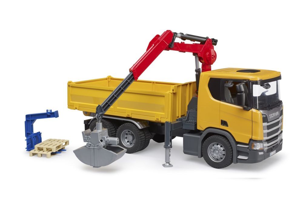 Bruder Scania Super 560R bouwvrachtwagen+ kraan, 2 pallets