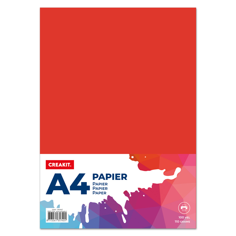 Creakit Papier A4 110gr rood 100/ afbeelding