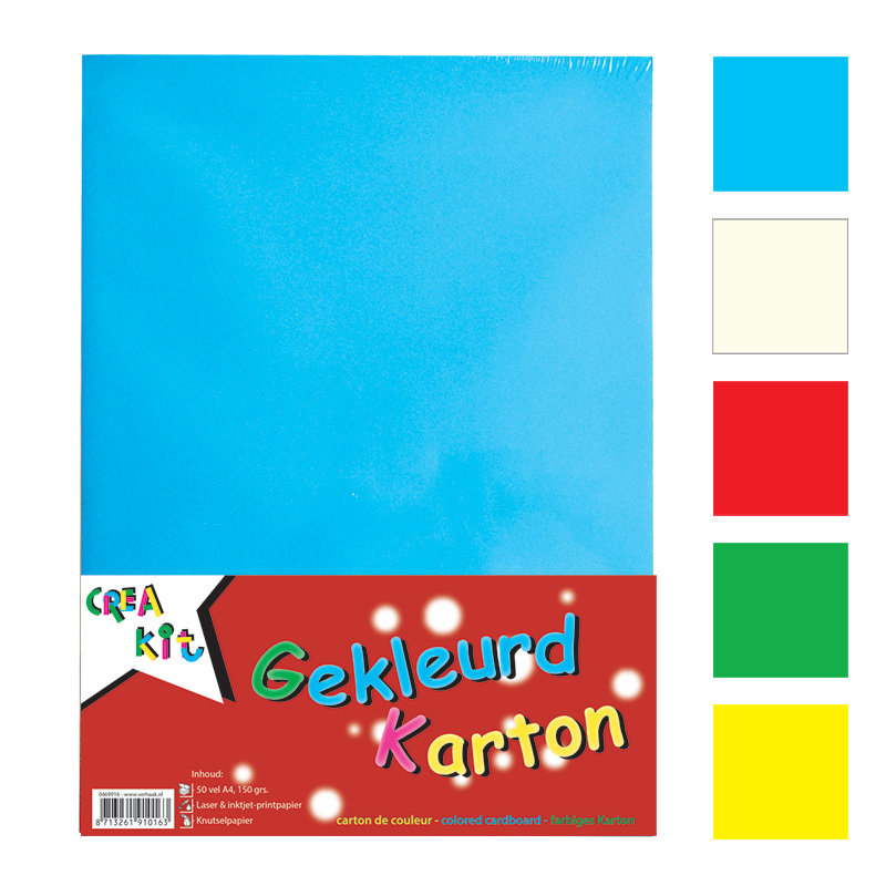 Creakit karton A4 gekleurd 50 vel 150gr afbeelding
