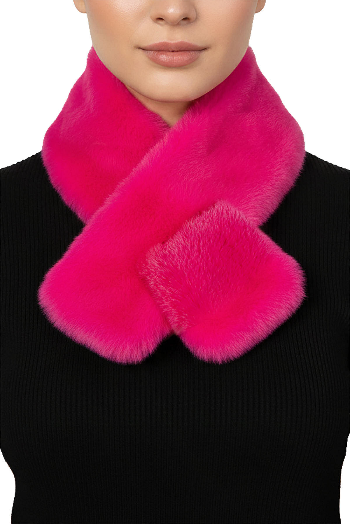 Sjaal neon pink bont