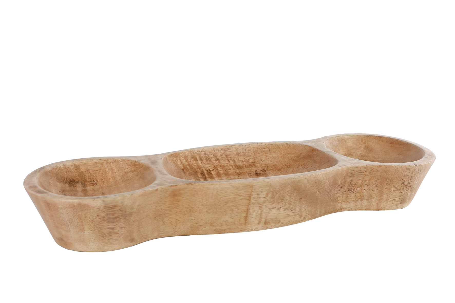 Serveerschaal Blake 3-vaks naturel mango 38x12x5cm