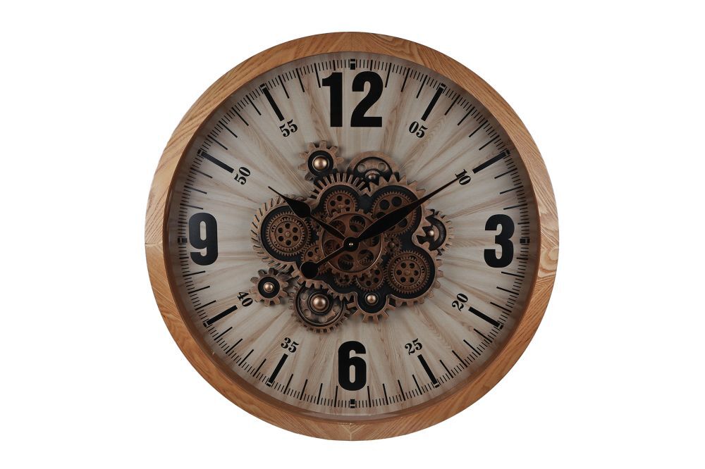 Radarklok Kane naturel/zwart hout/glas