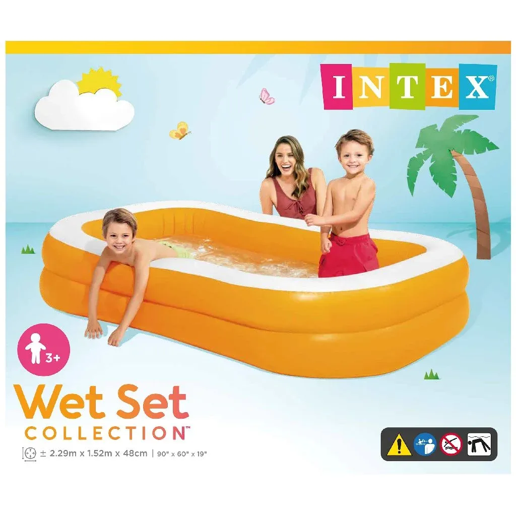 Intex zwembad rechthoek oranje 229x147x46