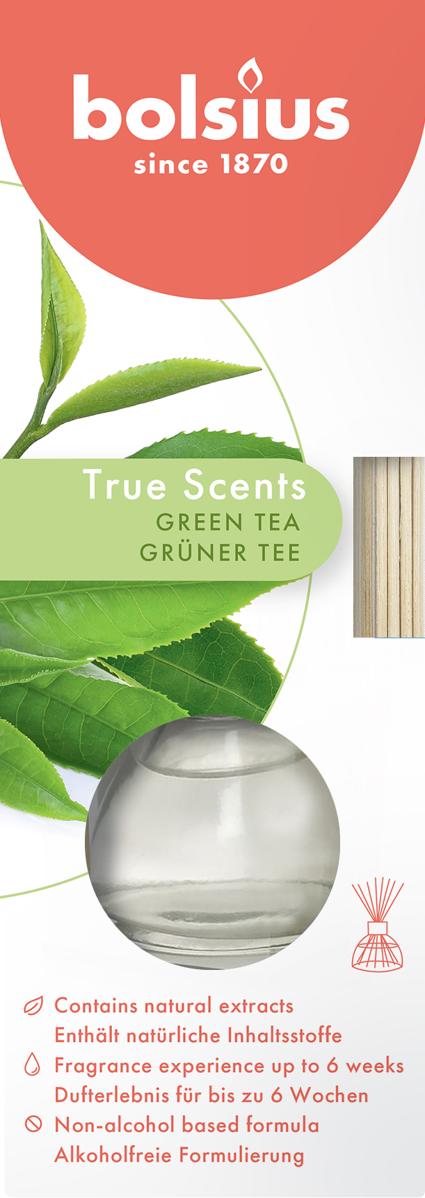 Bolsius true scents geurverspreider 45ml green tea