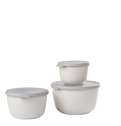 Mepal set van 3 multikommen rond cirqula nordic white 500 ml + 1000 ml + 2000 ml