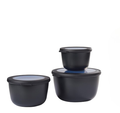 Mepal set van 3 multikommen rond cirqula nordic black 500 ml + 1000 ml + 2000 ml