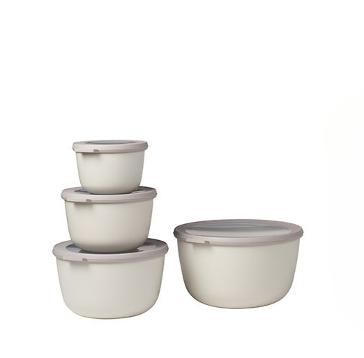 Mepal set van 4 multikommen rond cirqula nordic white 500 ml + 1000 ml + 2000 ml + 3000 ml