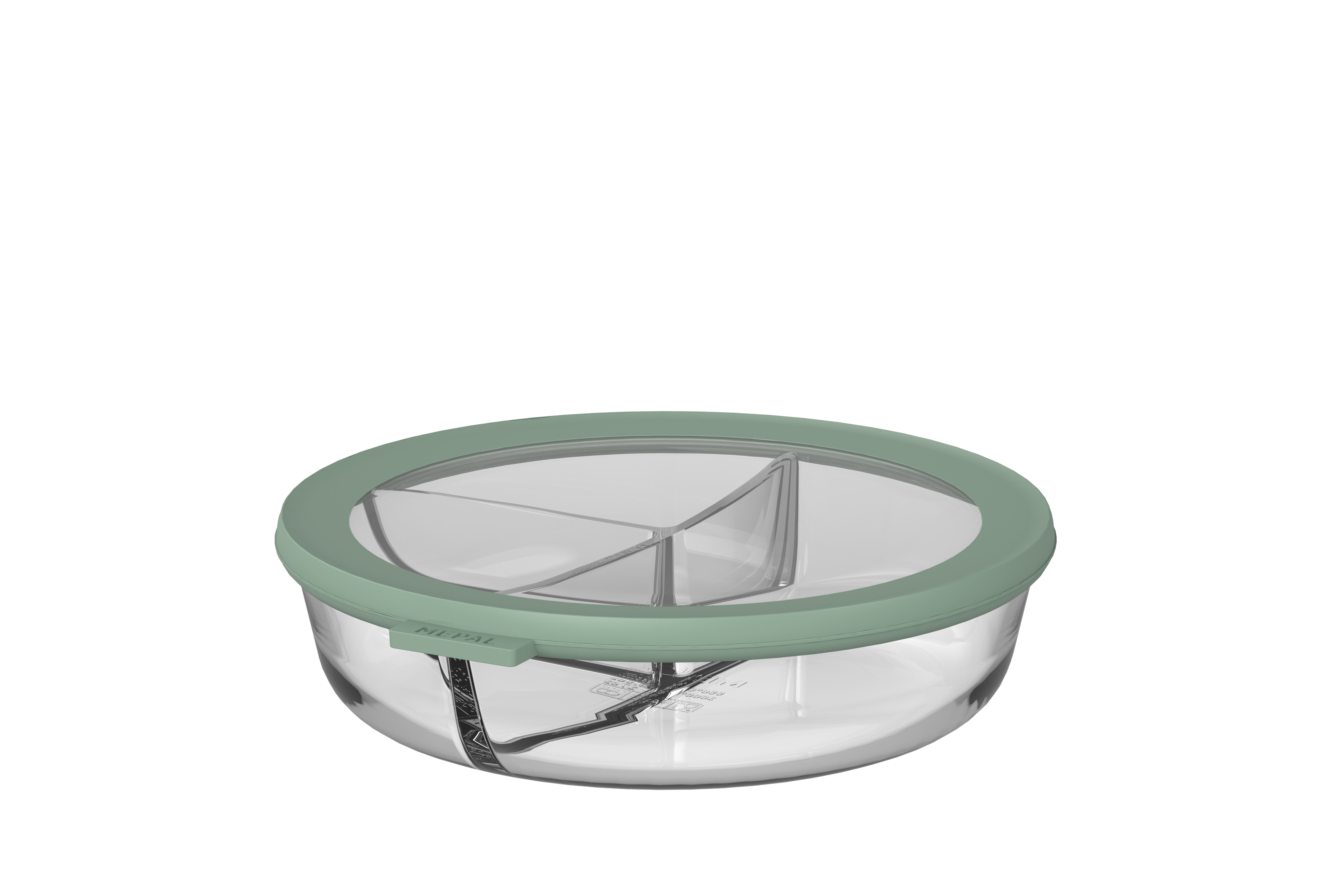 Mepal cirqula glazen meal prep tray met 3 vakken 1000 ml nordic sage