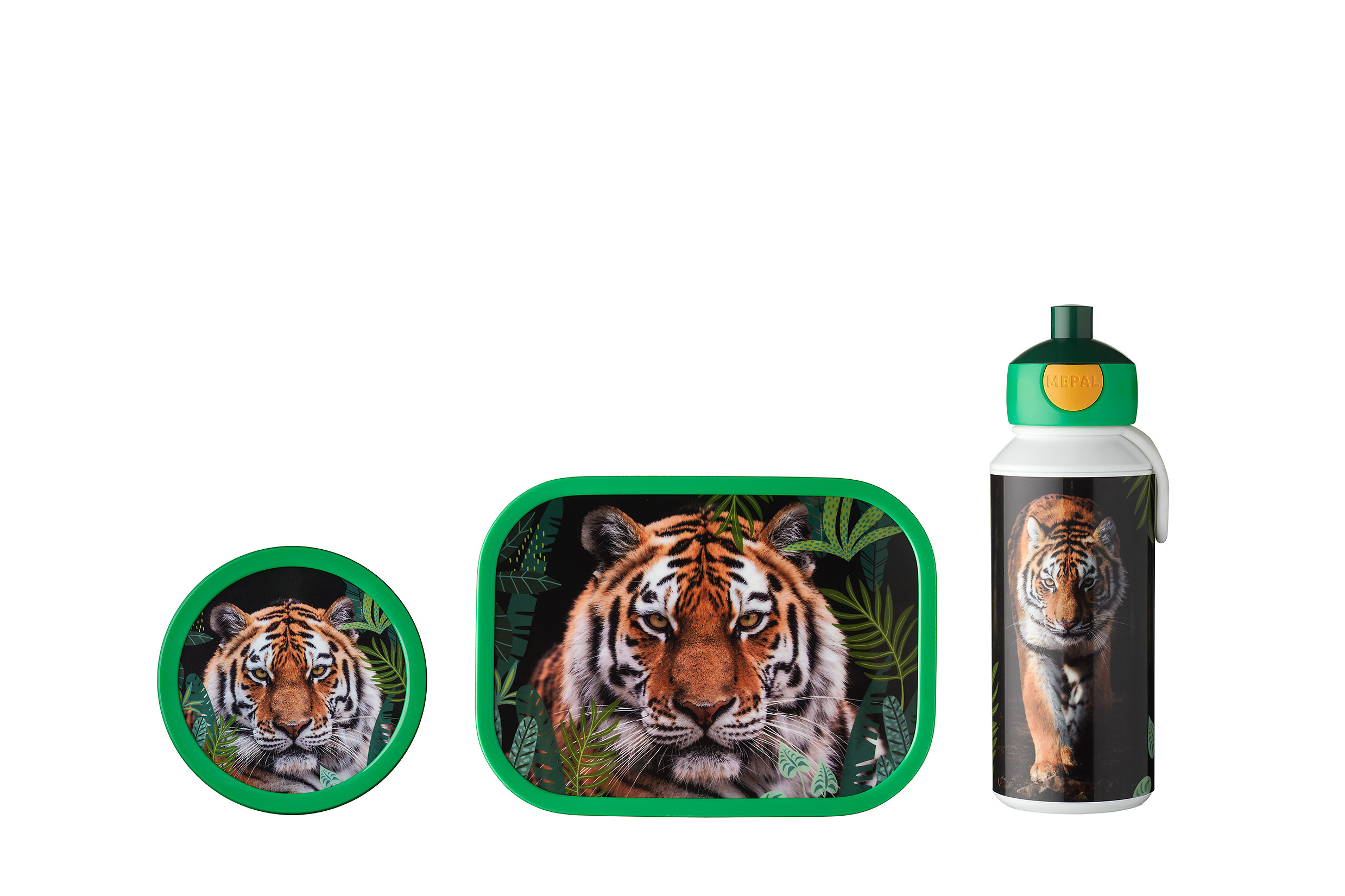 Mepal 3-delige lunchset campus wild tiger lunchbox + fruitbox + drinkfles pop-up