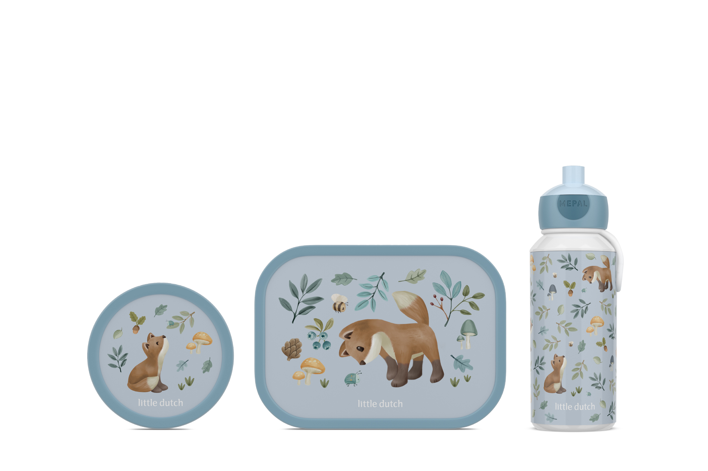 Mepal 3-delige lunchset campus Little Dutch forest friends lunchbox + fruitbox + drinkfles pop-up