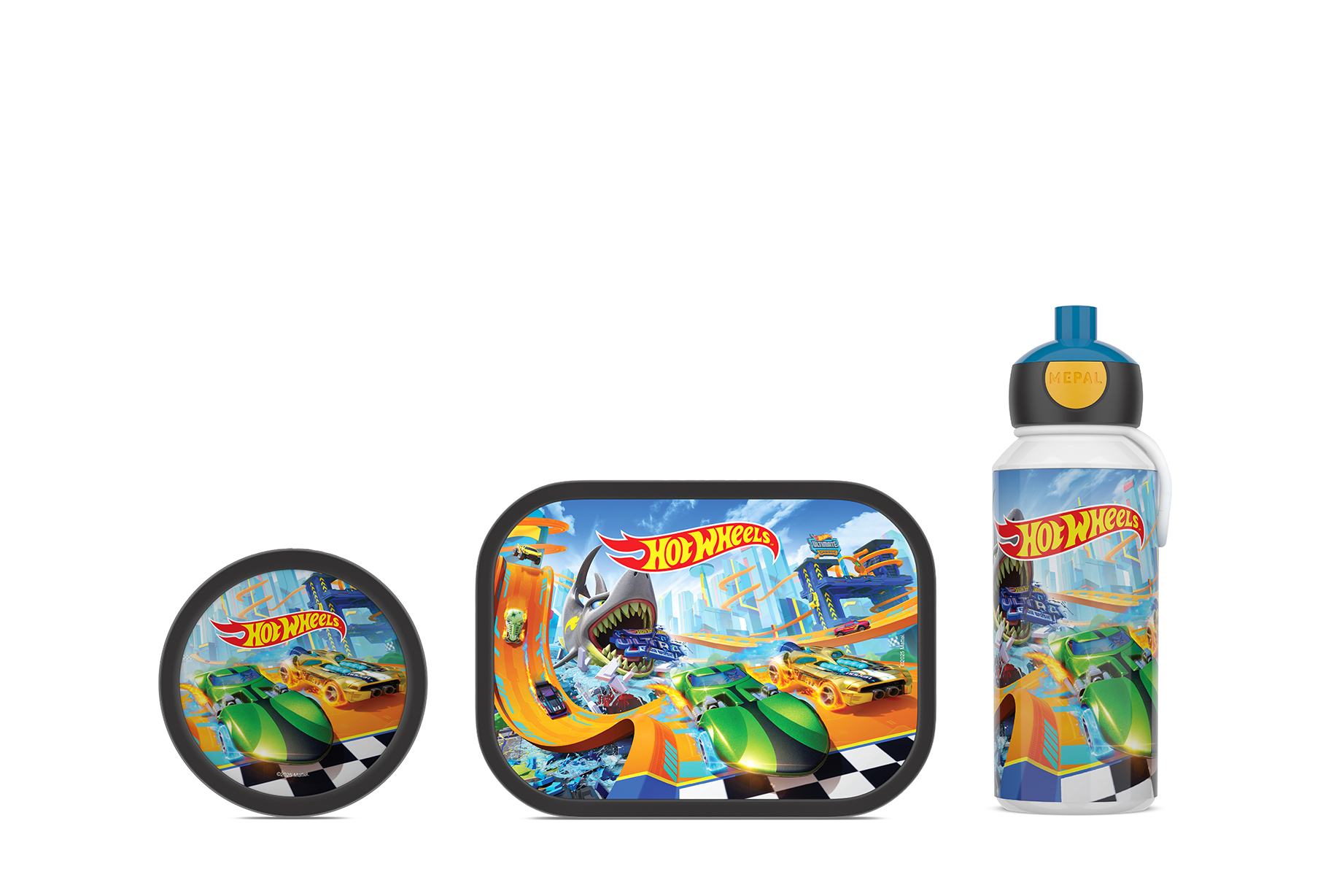 Mepal 3-delige lunchset campus Hot Wheels lunchbox + fruitbox + drinkfles pop-up