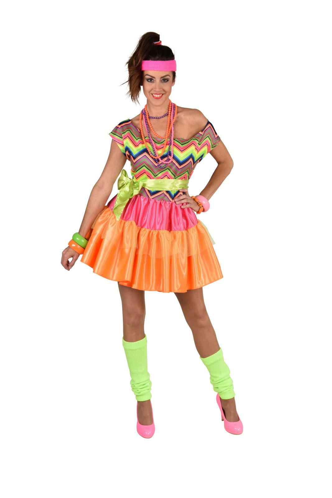 80's Neon Volangen jurk