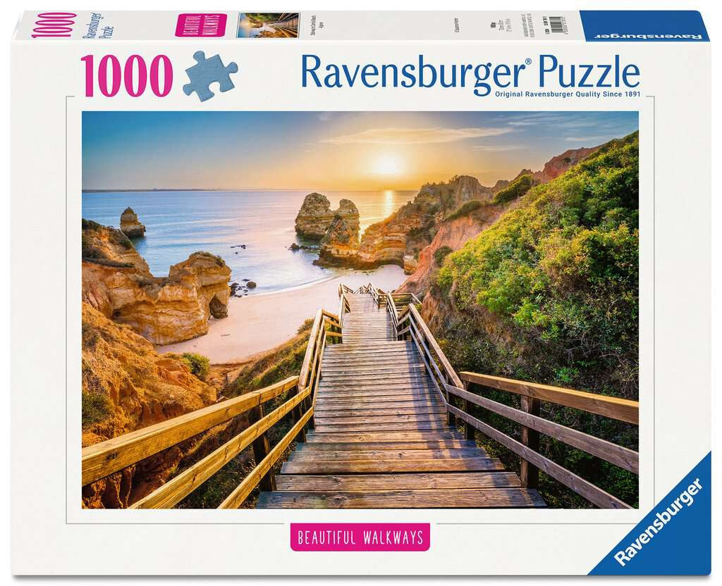 Ravensburger puzzel houten trap naar Praia do Camili Algarve 1000 stukjes
