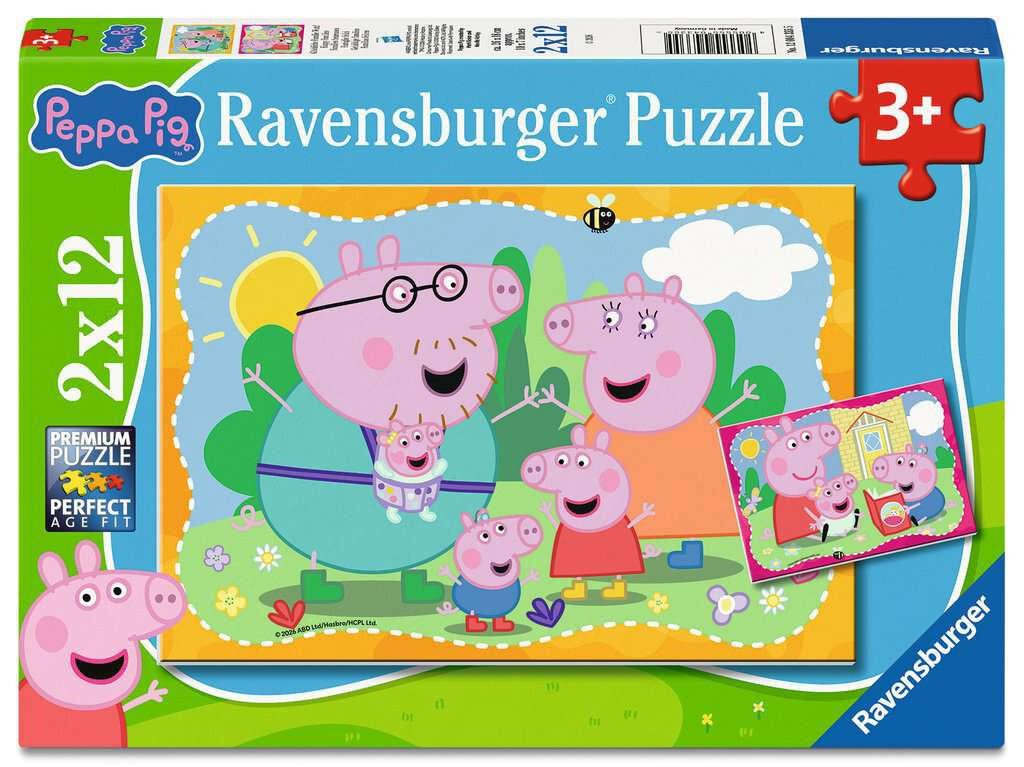Ravensburger puzzel Peppa Pig: happy families 2x12 stukjes