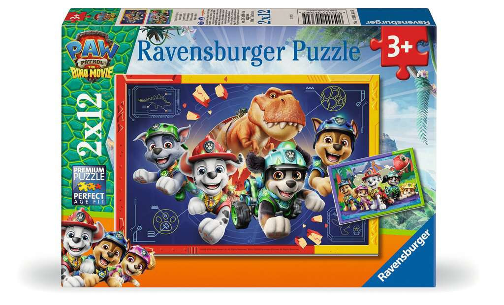 Ravensburger puzzel Paw Patrol 3 Dino Movie 2x12 stukjes