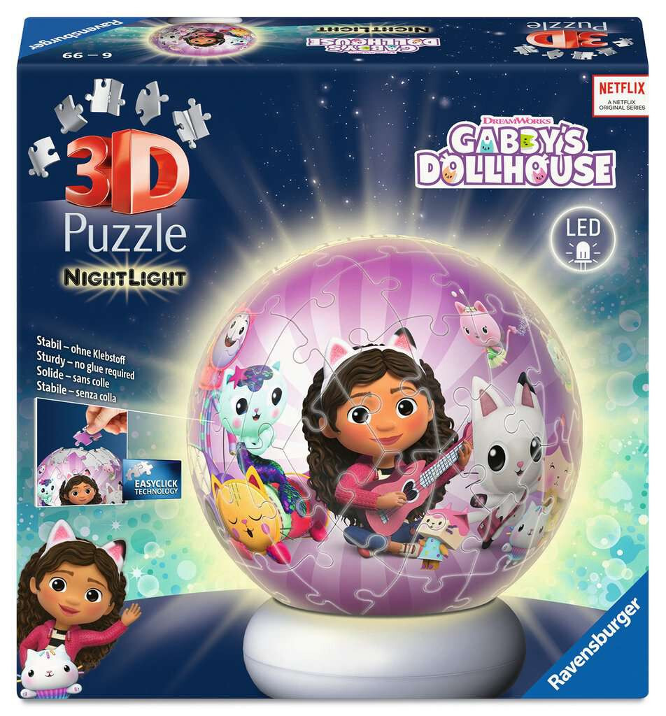 Ravensburger 3D Puzzle NightLight Gabby's Dollhouse 72 stukjes met licht