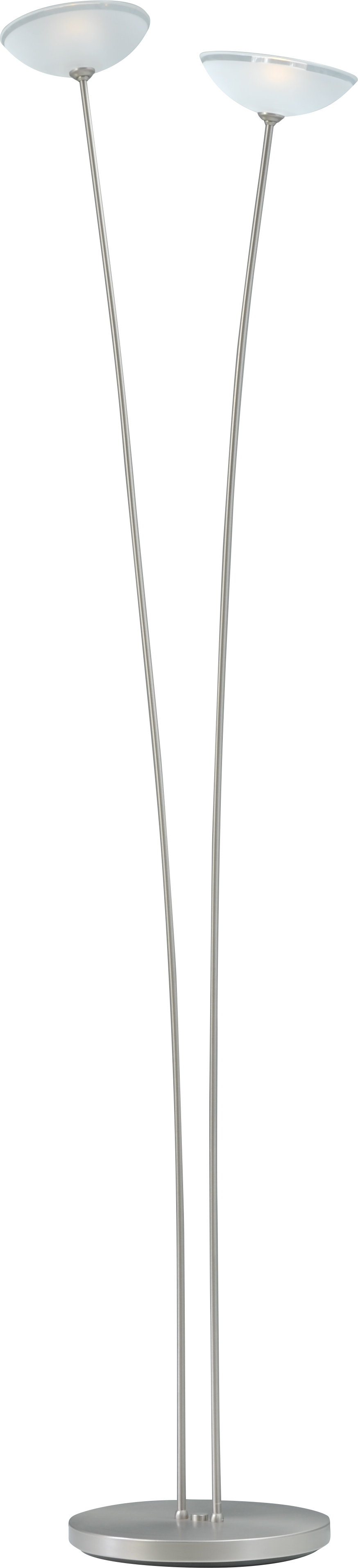 Vloerlamp Melani nickel, 2 lichts, h180cm, met push dimmer