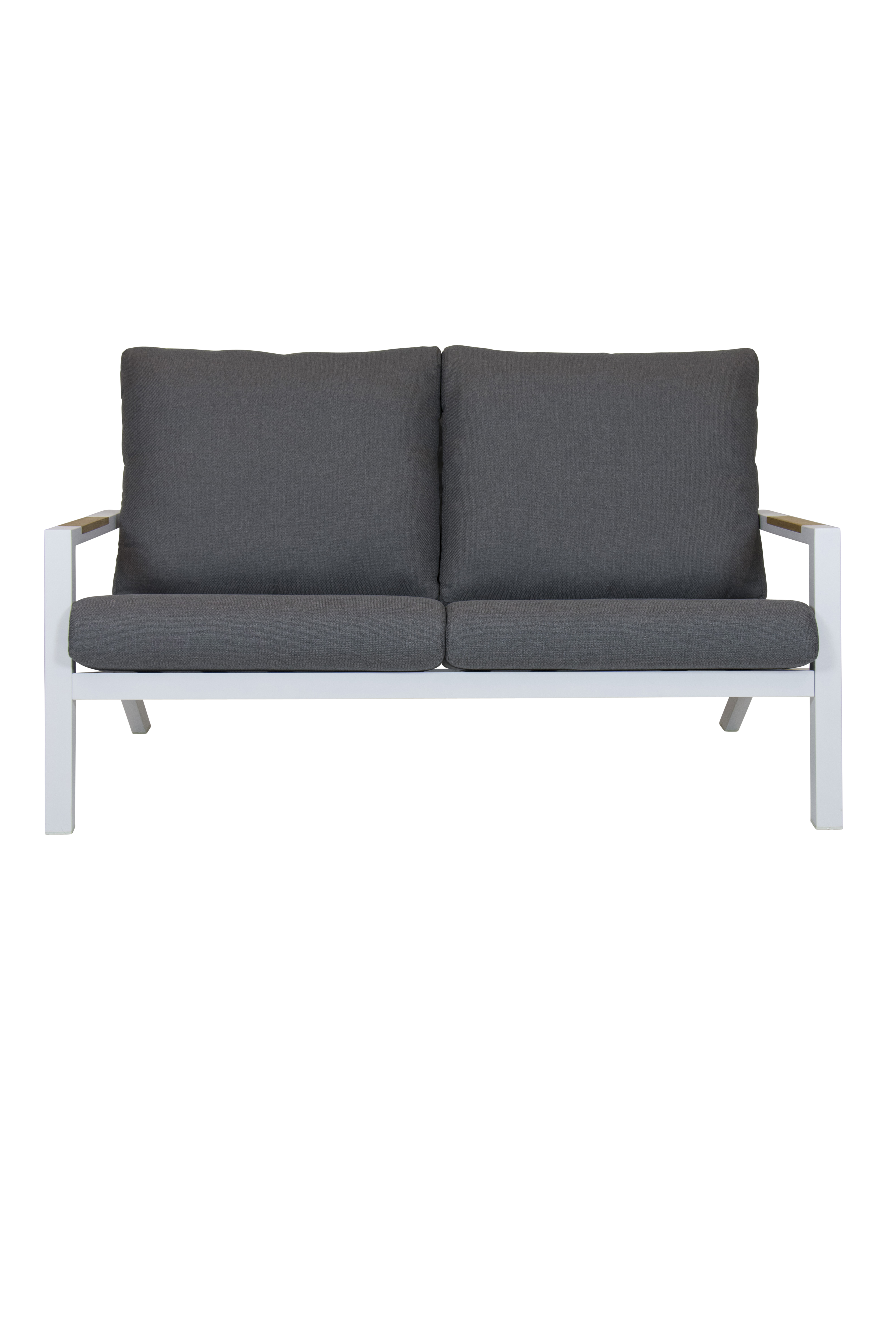 Qopps Ascon loungebank 2-zits frame mat Wit teak arm