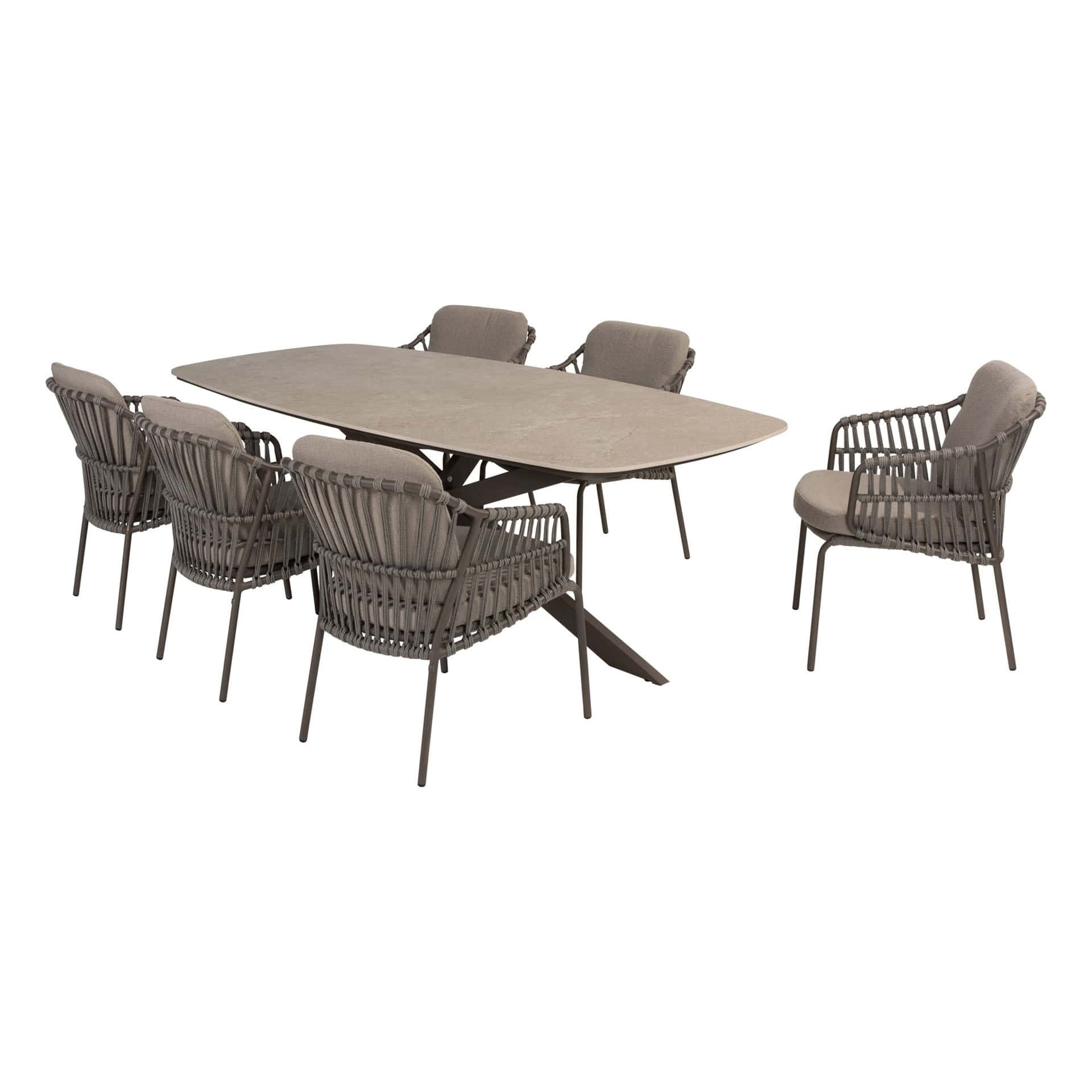 Taste by 4SO Prado deens ovale tuintafel terre met 6 4SO Capalbio dining tuinstoelen