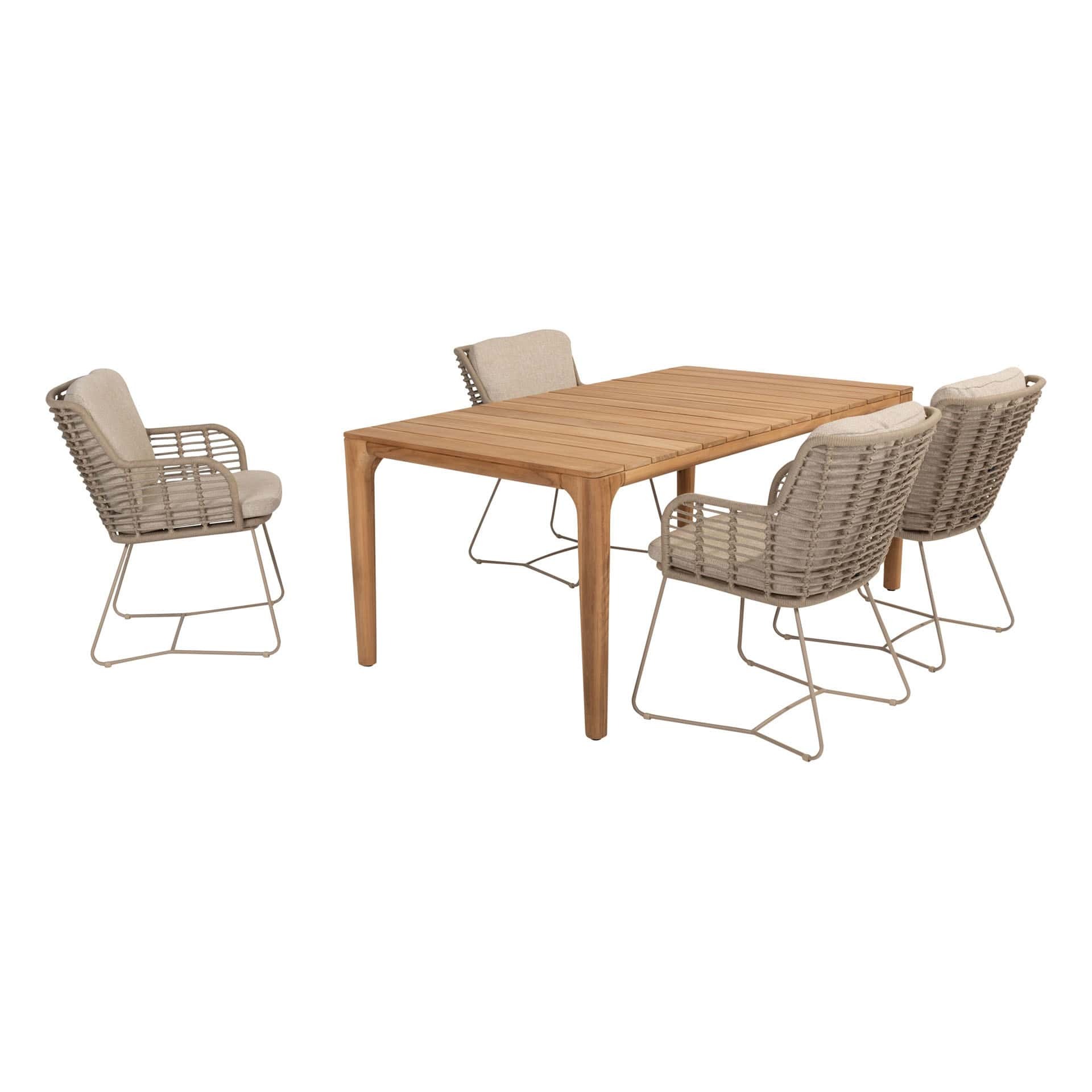 Taste by 4SO Liam tuintafel met 4 4SO Fabrice dining tuinstoelen