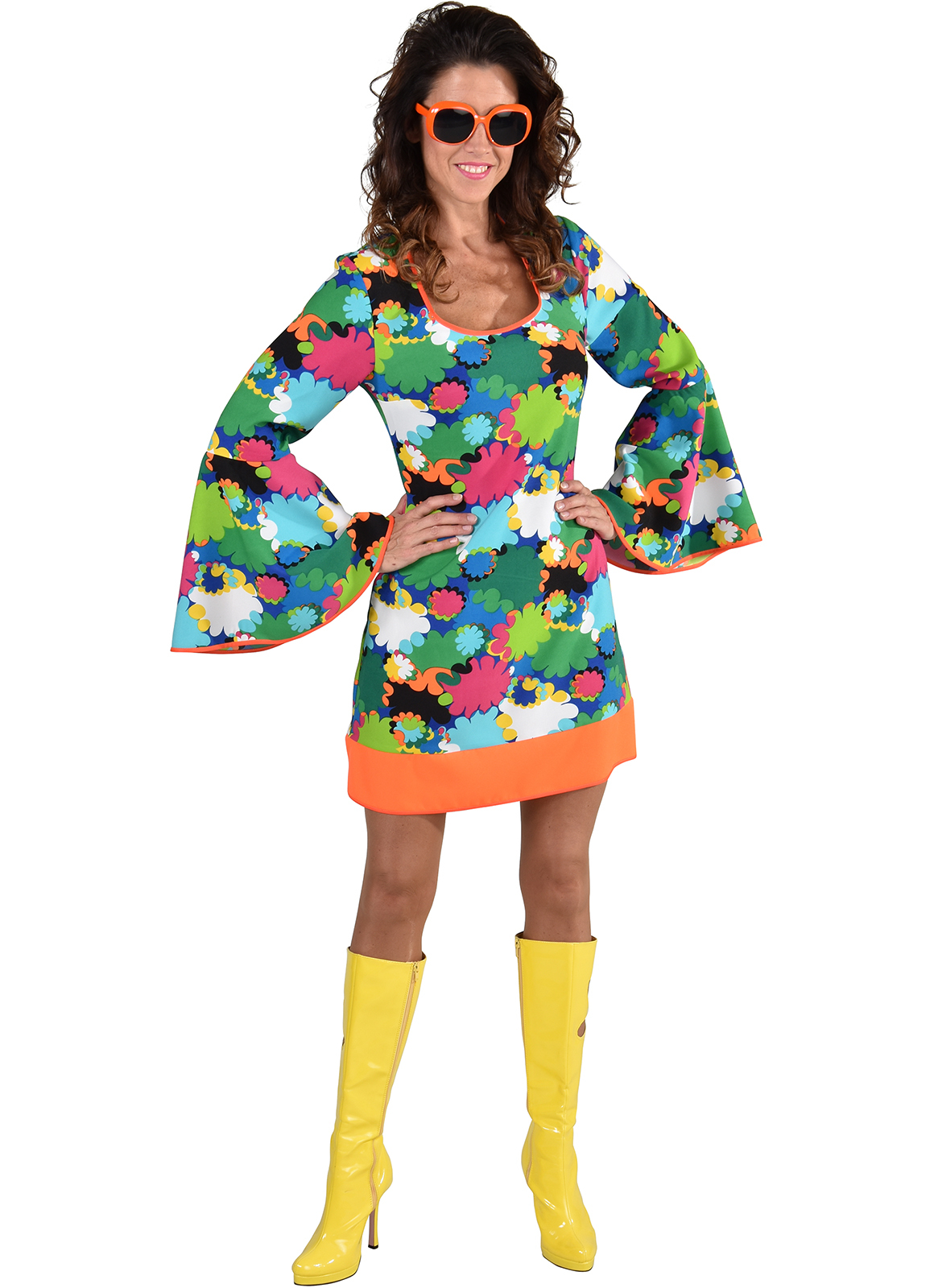 Jurk 70's multi bloem