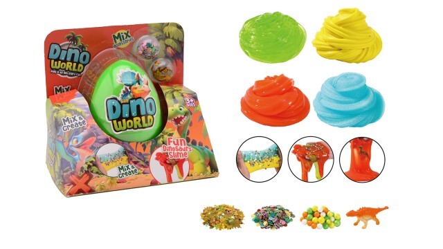 Dino World mega slijm ei met accessoires in doos