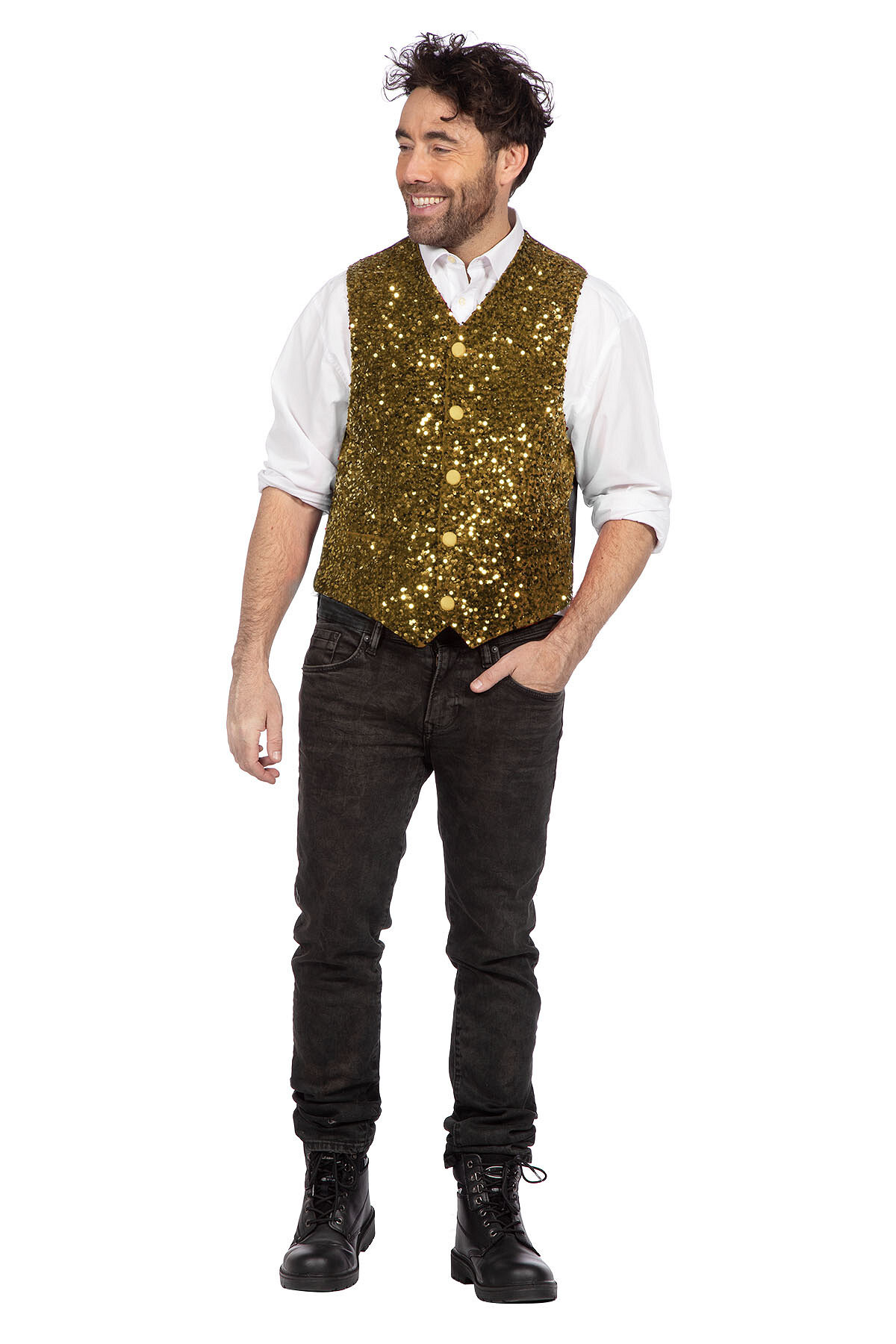 Luxe vest pailletten goud